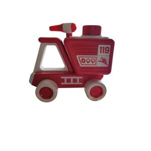 Vintage Plastic Tonka 119 Firetruck Wheels Click Button Honks Toddler Toy